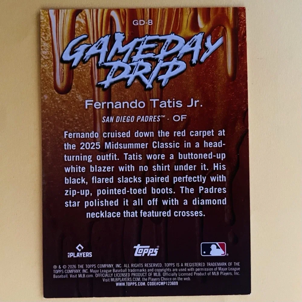 2026 Topps‎ Series 1 Celebration Fernando Tatis Jr. Gameday Drip GD-8 Padres
